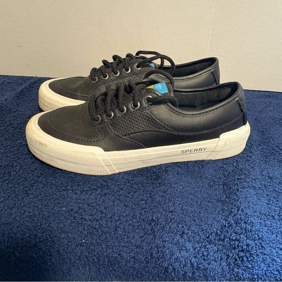 Sperry Top Siders Soletide Boat Shoes Women's Sz 6 Youth Sz 4 Black STS86509 - Picture 1 of 7